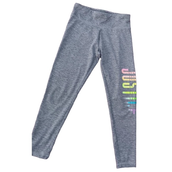 Justice Gray & Rainbow Glittered Leggings Size 7 - Picture 1 of 6